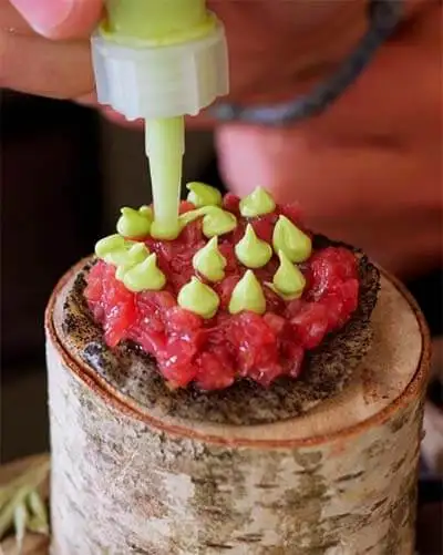 #8: Lamb tartar with Charcoal Oil