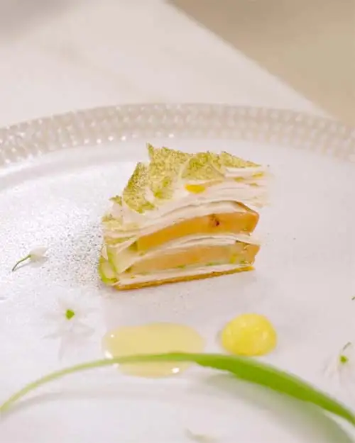 #6 Foie Gras, Mushroom, and Citrus Millefeuille