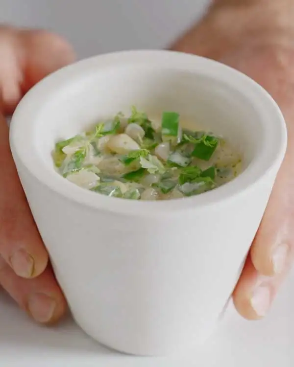 #6 Green Beans & Razor Clams with Corn Soup