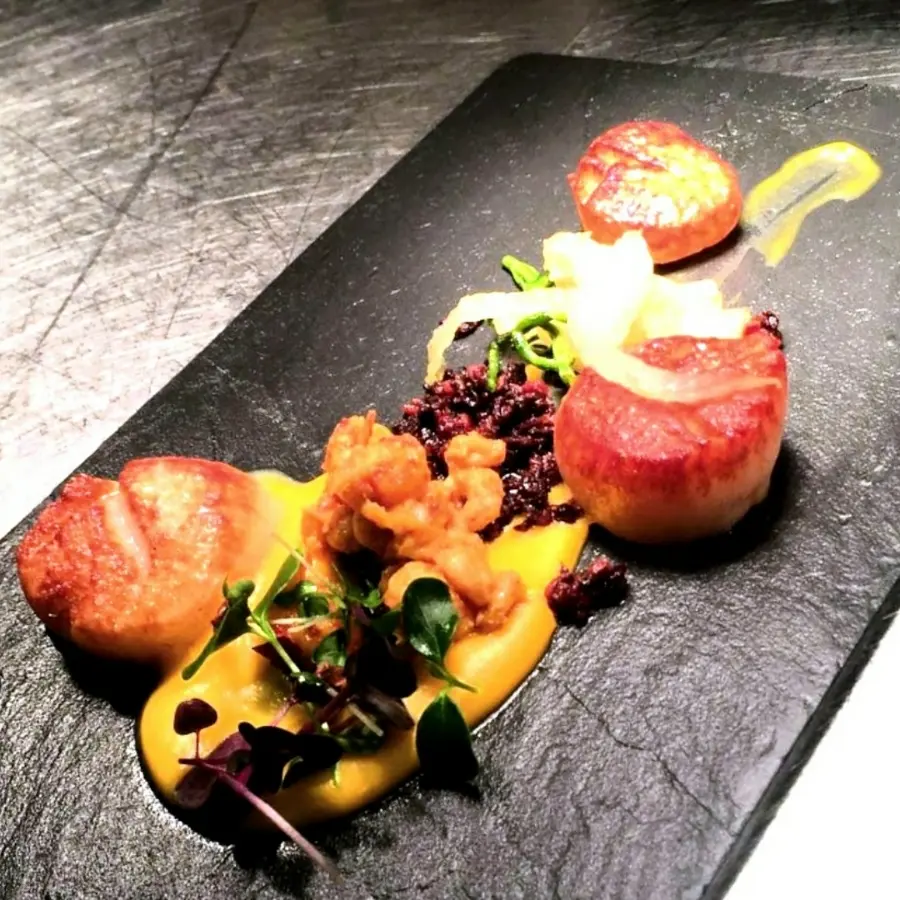 creation thumb for Scallops - Sweet potato crème - Seabeans - fennel