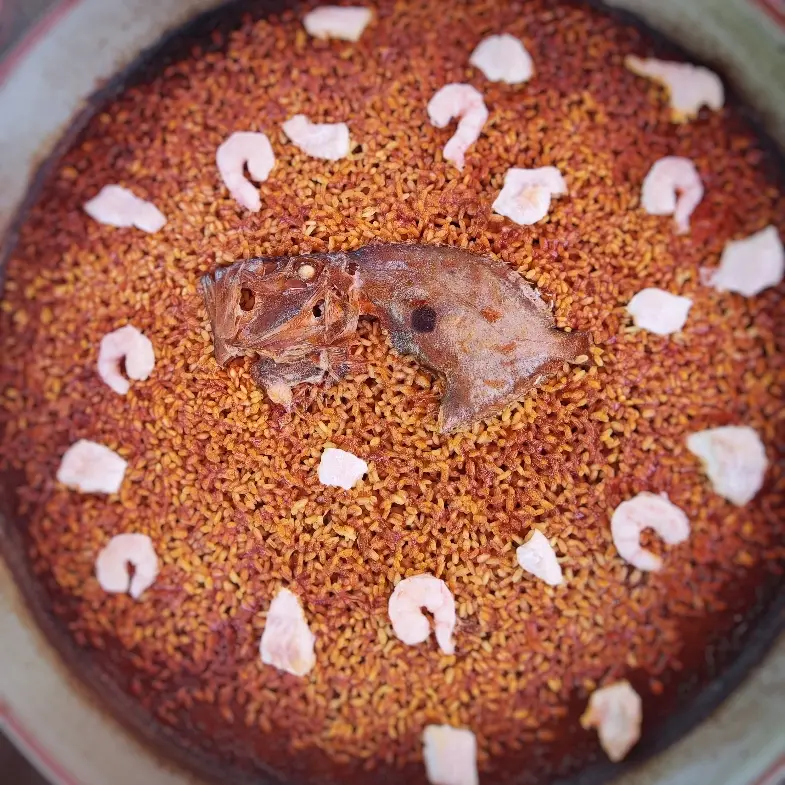 creation thumb for Dry rice, prawns and gallo pedro.