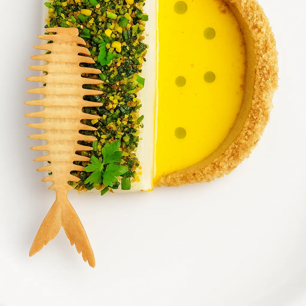 creation thumb for Stuffed Sole with White Shrimp Mousseline and Saffron.
