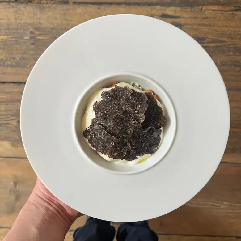 creation thumb for 63 degrees egg yolk, cauliflower cream & truffle