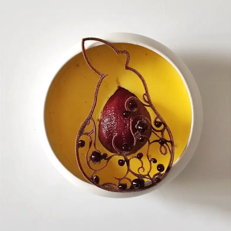 creation thumb for Saffron Mousse with Pear, Goat & Balsamic Vinegar