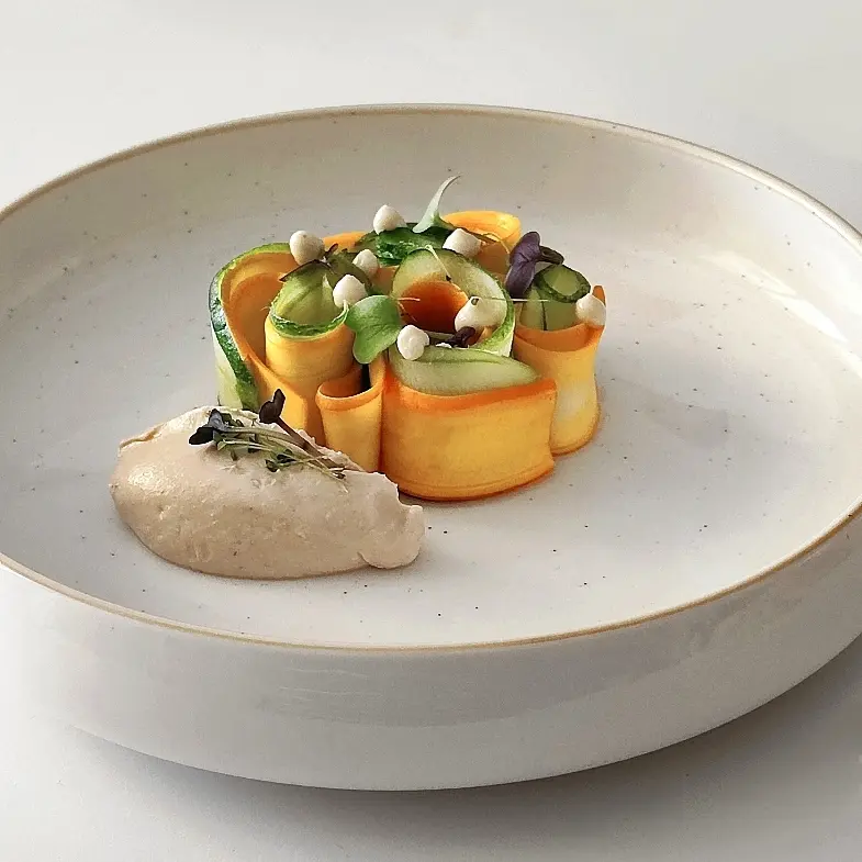 creation thumb for Zucchini in dashi ponzu: vegan mayo and tofu cream