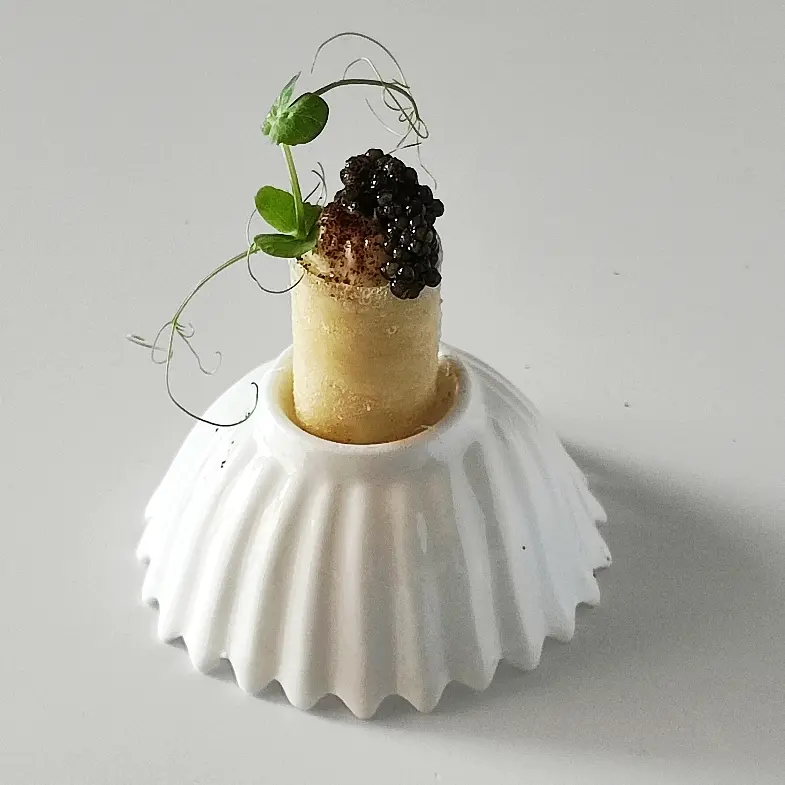 creation thumb for Crispy cylinder, Cod, Porcini and Oscetra cavial