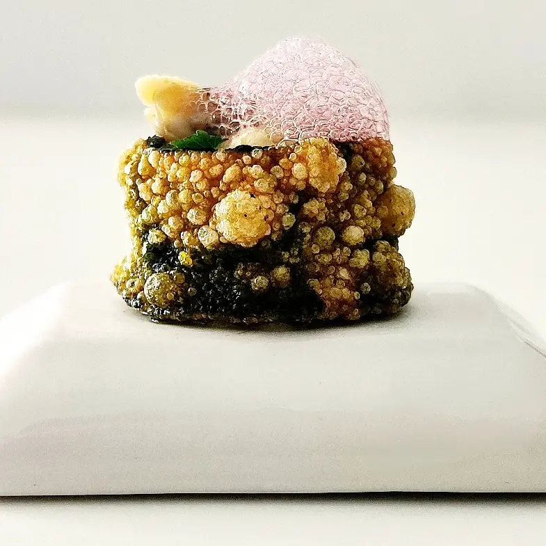 creation thumb for Black Kale Calamarata, Clams, Umeboshi-Shiso Air