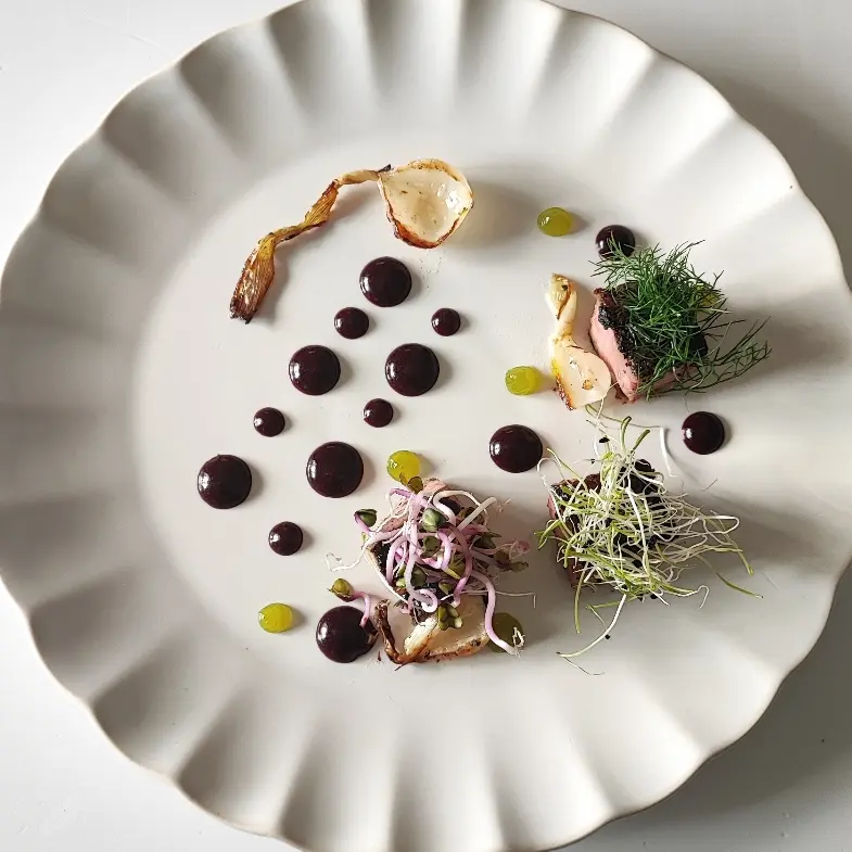 creation thumb for Scottona Cubes with Coffee, Escarole Gel, and Blueberry