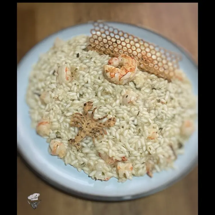 creation thumb for Risotto topinambur, gamberi argentini e aglio orsino
