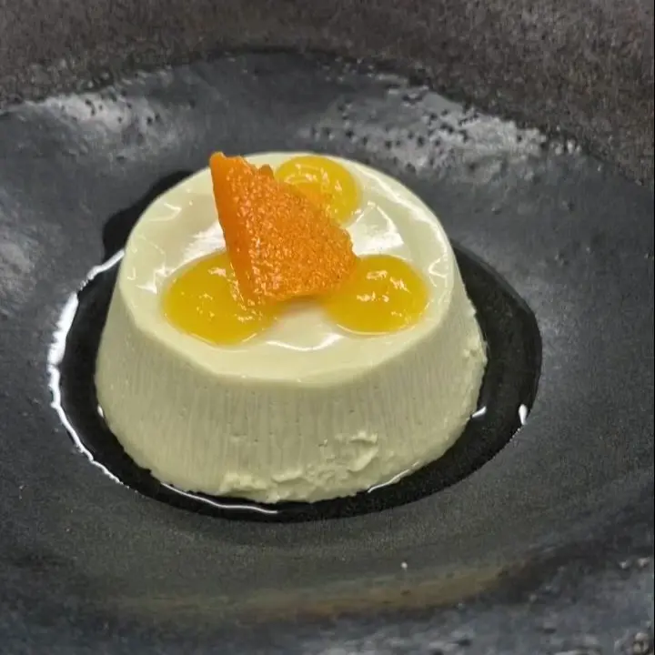creation thumb for Avocado Panna Cotta with Orange Gel & Coriander Syrup