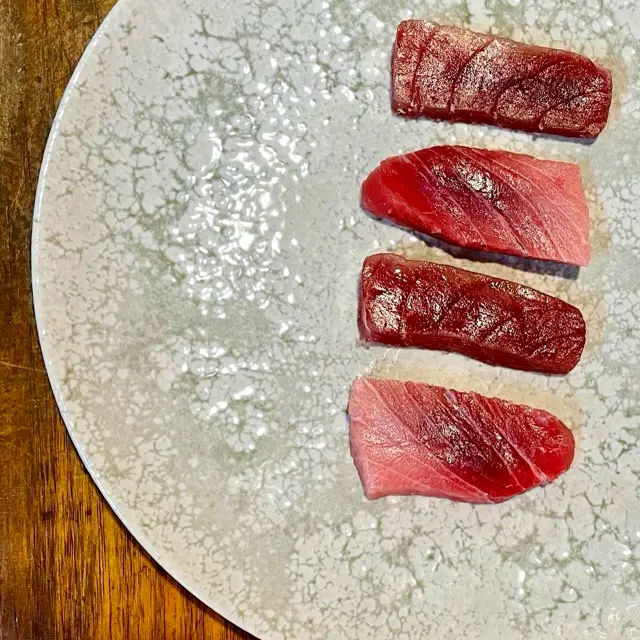 creation thumb for Naked …Aged Bluefin Tuna Sashimi Lacquered with Tosazu