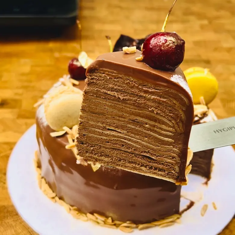 creation thumb for Chocolate Mille Crepe Cake with Almond Praline