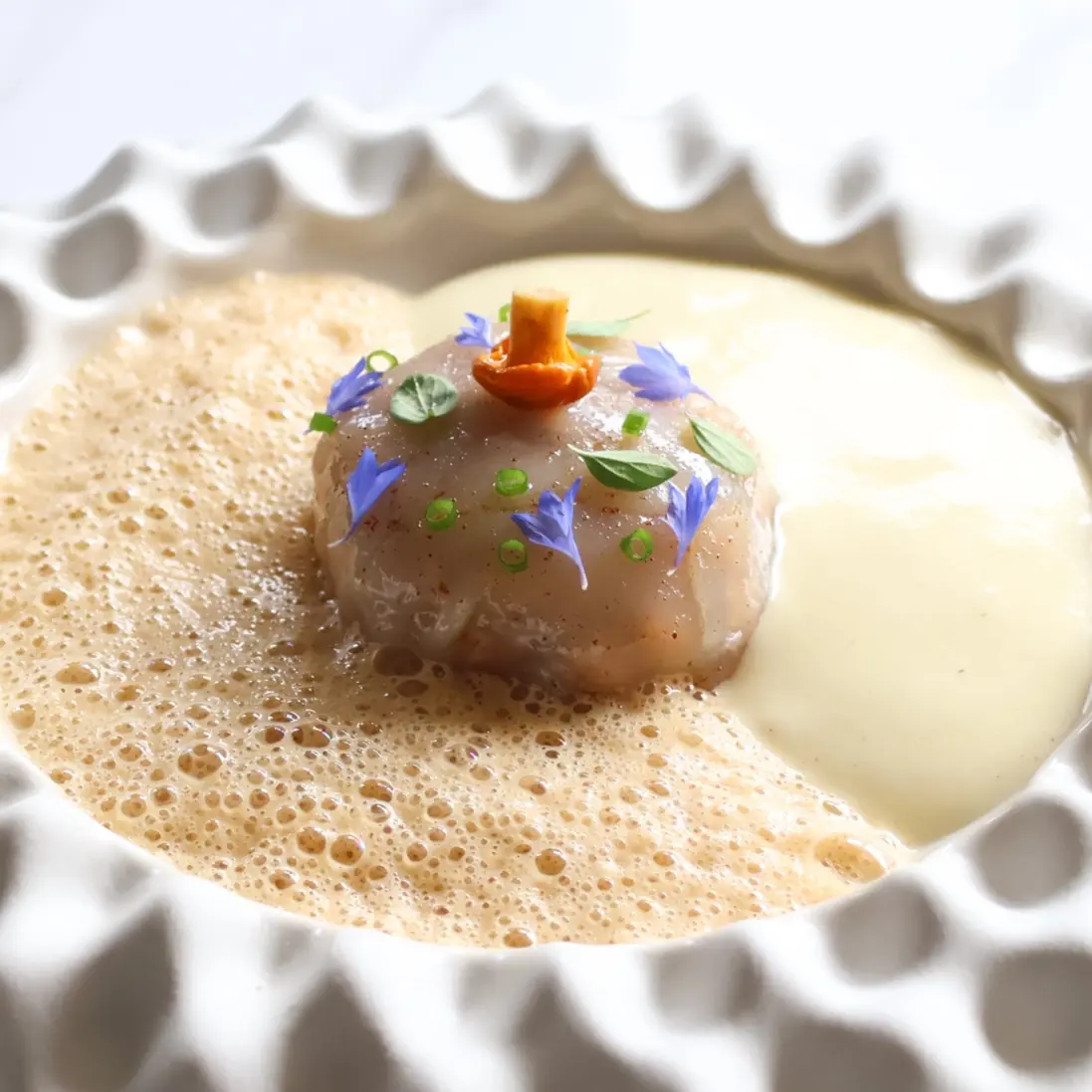creation thumb for Scallop / Chanterelles /Potato espuma