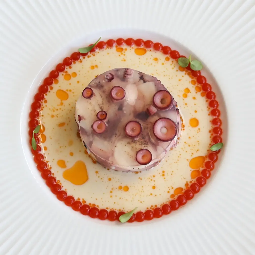creation thumb for Flame - grilled octopus with tomato oil - beurre blanc 🐙