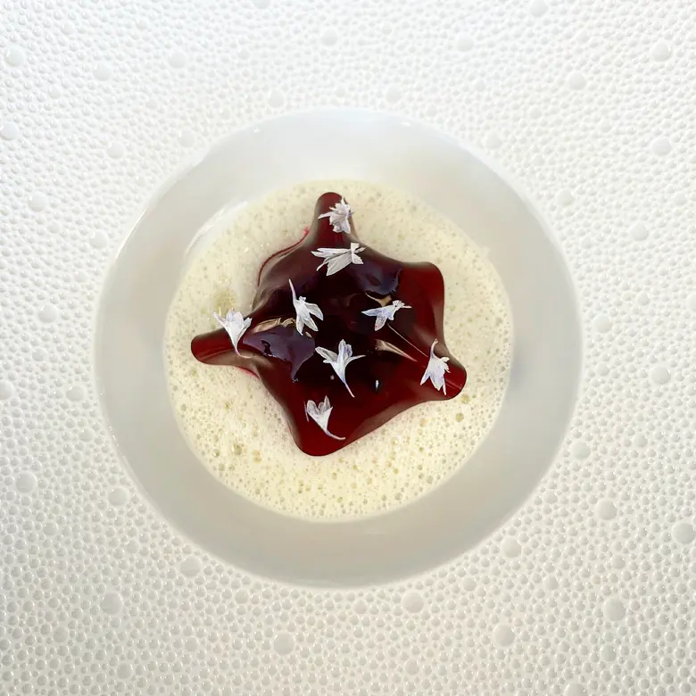 creation thumb for Cod fish / beetroot / lardo foam