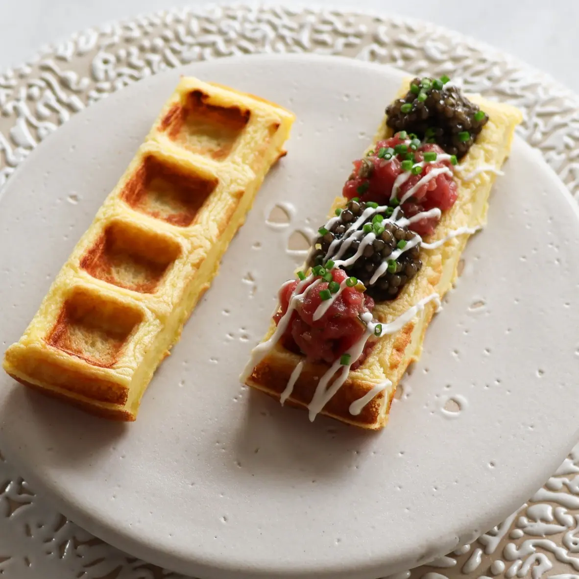 creation thumb for Waffle de Patata con Tartare de Carne & Caviar de Esturión