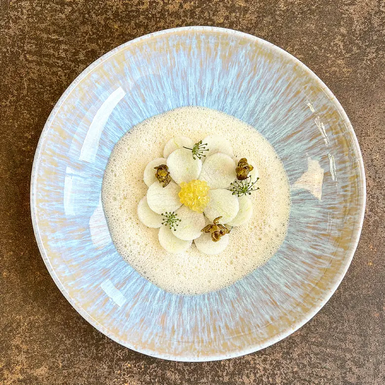 creation thumb for Char with apple - caper berries foam 🐟 🍏