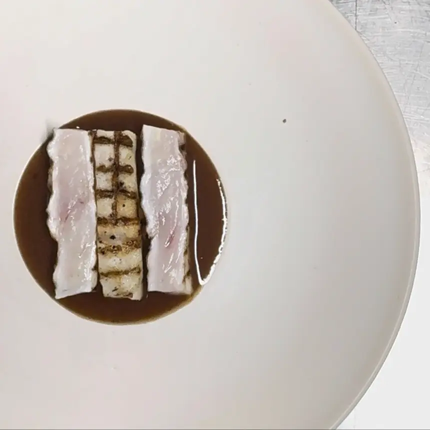 creation thumb for Grilled turbot, bone jus with red wine