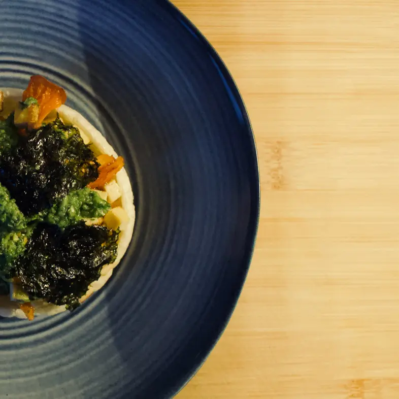 creation thumb for Pink Oyster Mushrooms, Smoked Tofu & Spring Herb Chimichurri