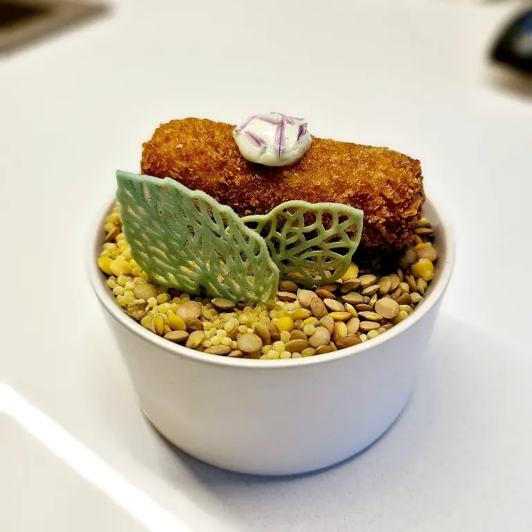 creation thumb for cheese croquette with espuma of spicy mayonnaise