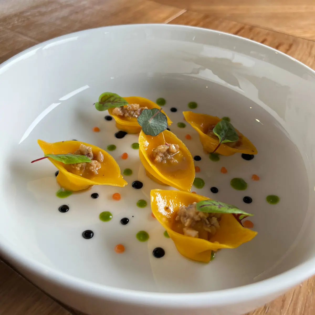 creation thumb for Tripe Tortelli, Surmullet, Datterini Mayo, Squid Ink