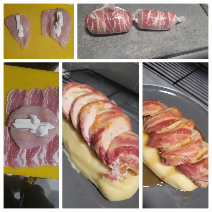 creation thumb for Gefülltes Hähnchen mit Mozzarella im Speckmantel