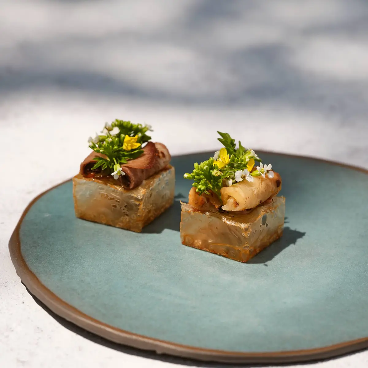 creation thumb for Beef tongue pastrami, seaweed crystal