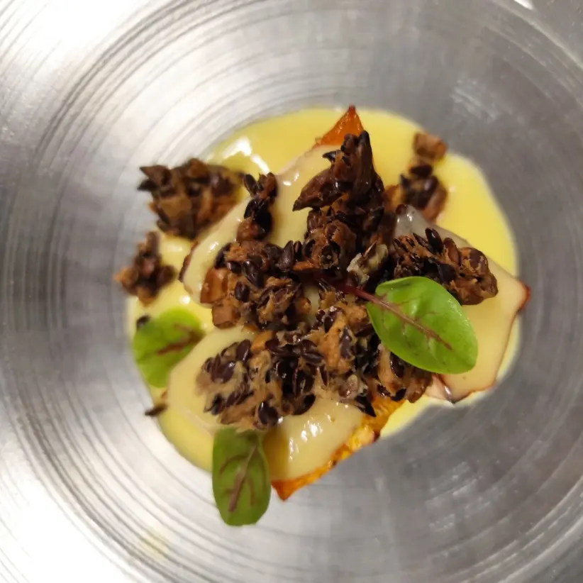 creation thumb for Millefoglie di zucca, zabaione salato e cracker di semi