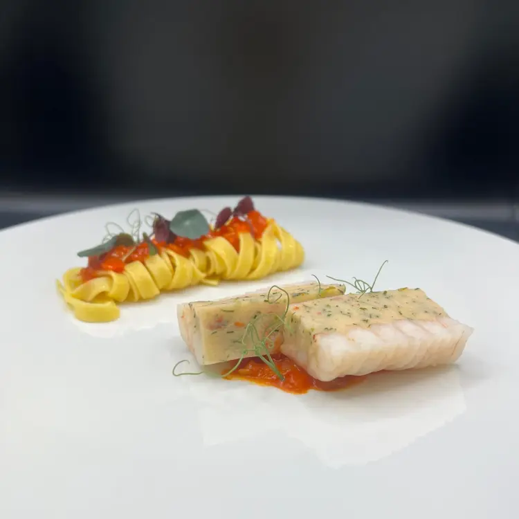 creation thumb for Prawn terrine with tagliatelle and paprika ragout