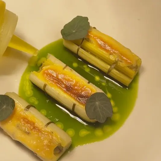 creation thumb for Bone Marrow-Style Leek with Sabayon