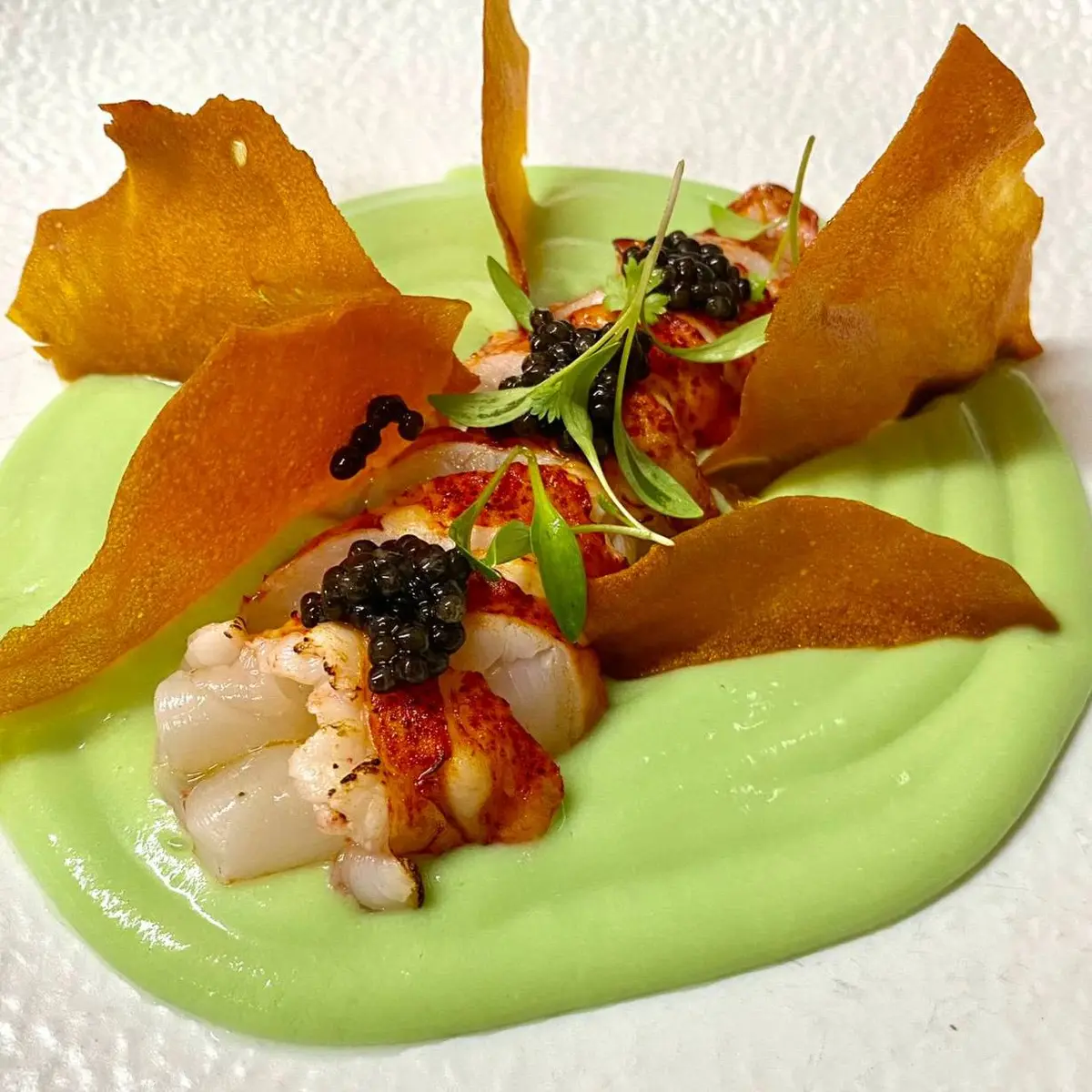 creation thumb for Lobster, Avocado Cream, Sweet Potato Chip & Caviar
