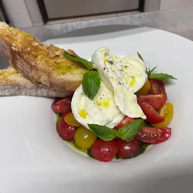 creation thumb for Buffalo mozzarella cheese,  basil pesto , fresh cherry tomat