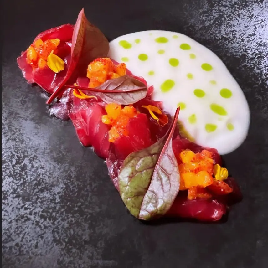 creation thumb for Beetroot seabass gravlax• arbutus unedu tartar•topinambur 