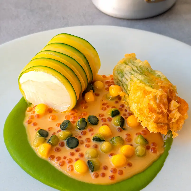 creation thumb for Cod and layered courgette ballotine with fish mousseline