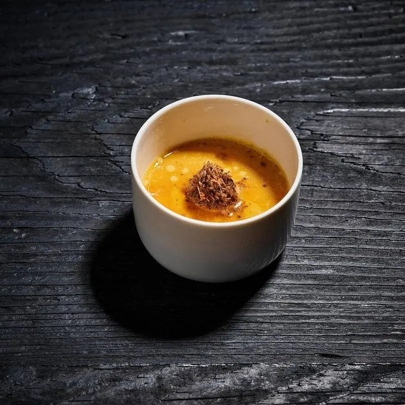 creation thumb for Stocked corn cream, truffle vinaigrette and sautéed radish