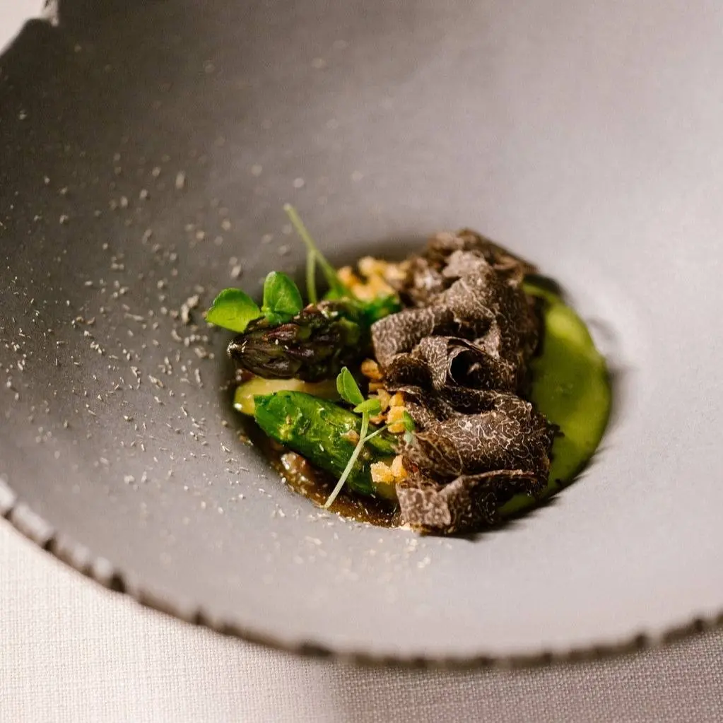 creation thumb for Asparagus|Truffle|Mushroom|Sherry Vinaigrette|Perisllade