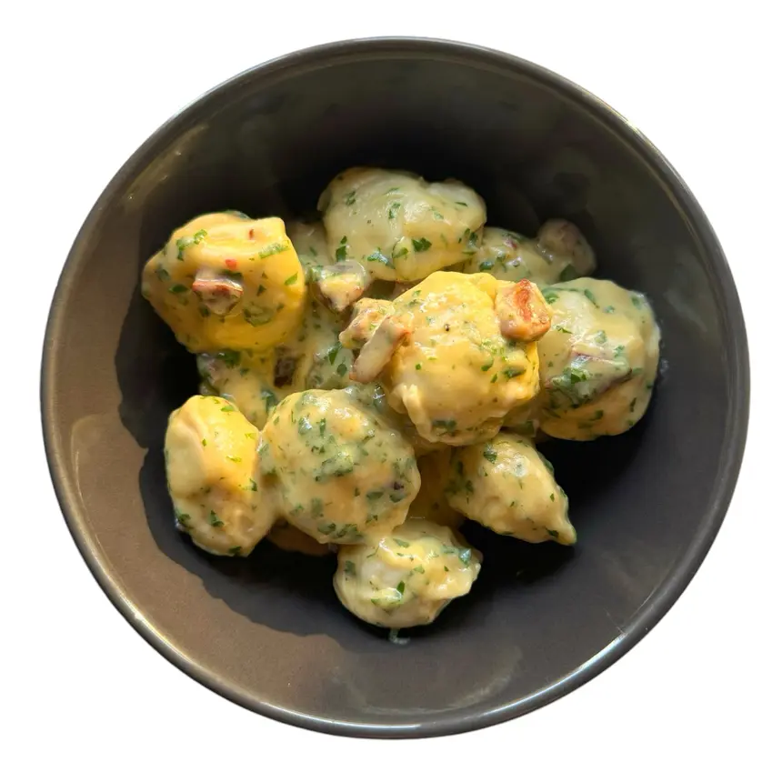 creation thumb for Dumplings carbonara
