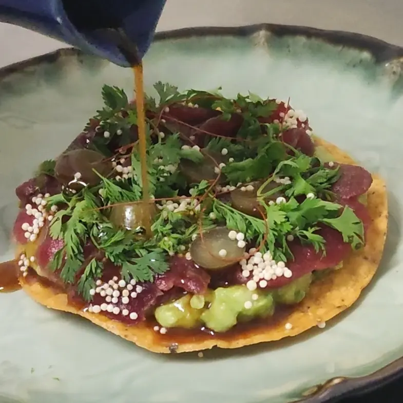 creation thumb for Tostada di Tonno Rosso con Aguachile Nera