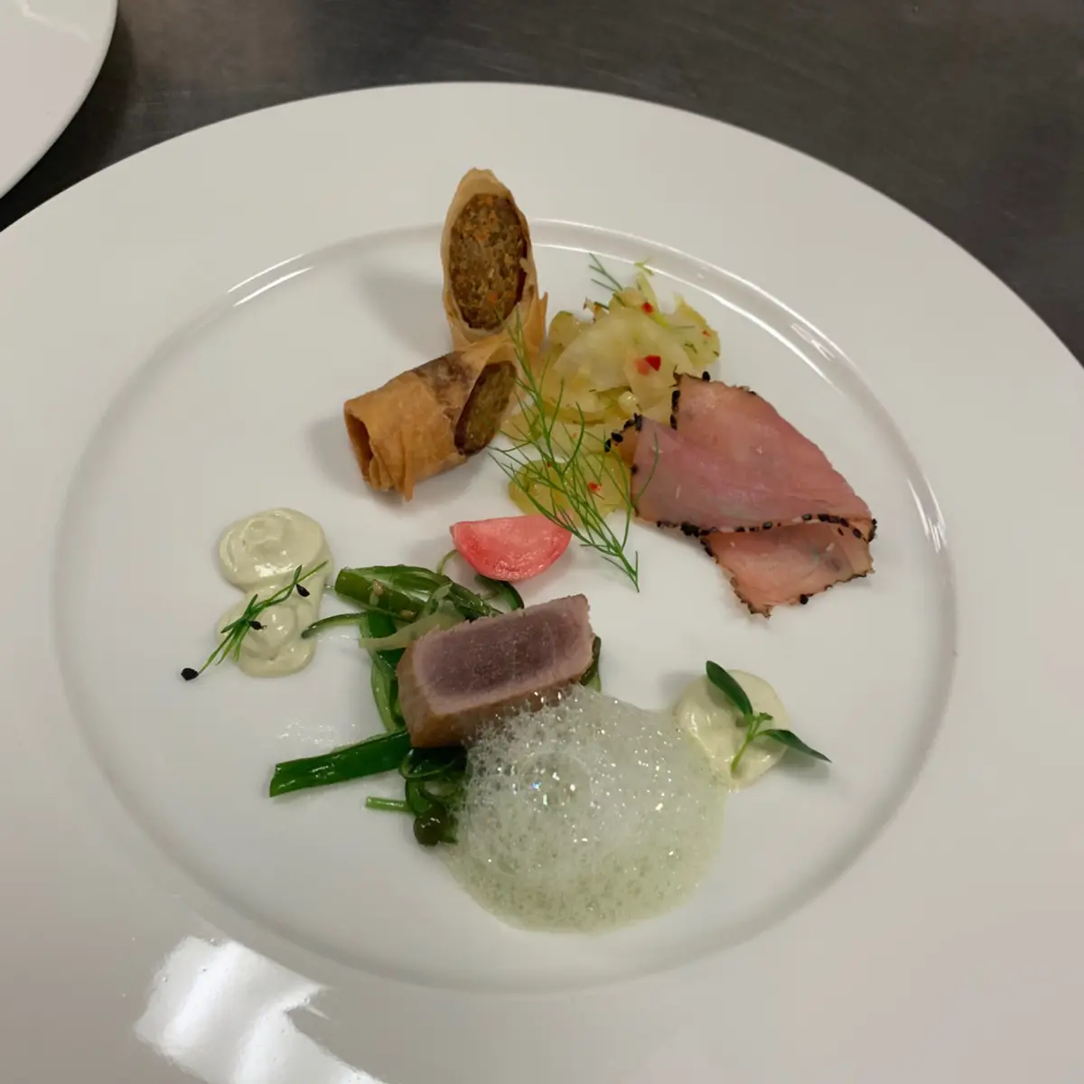 creation thumb for Three ways of tuna with wasabi foam/mousse
