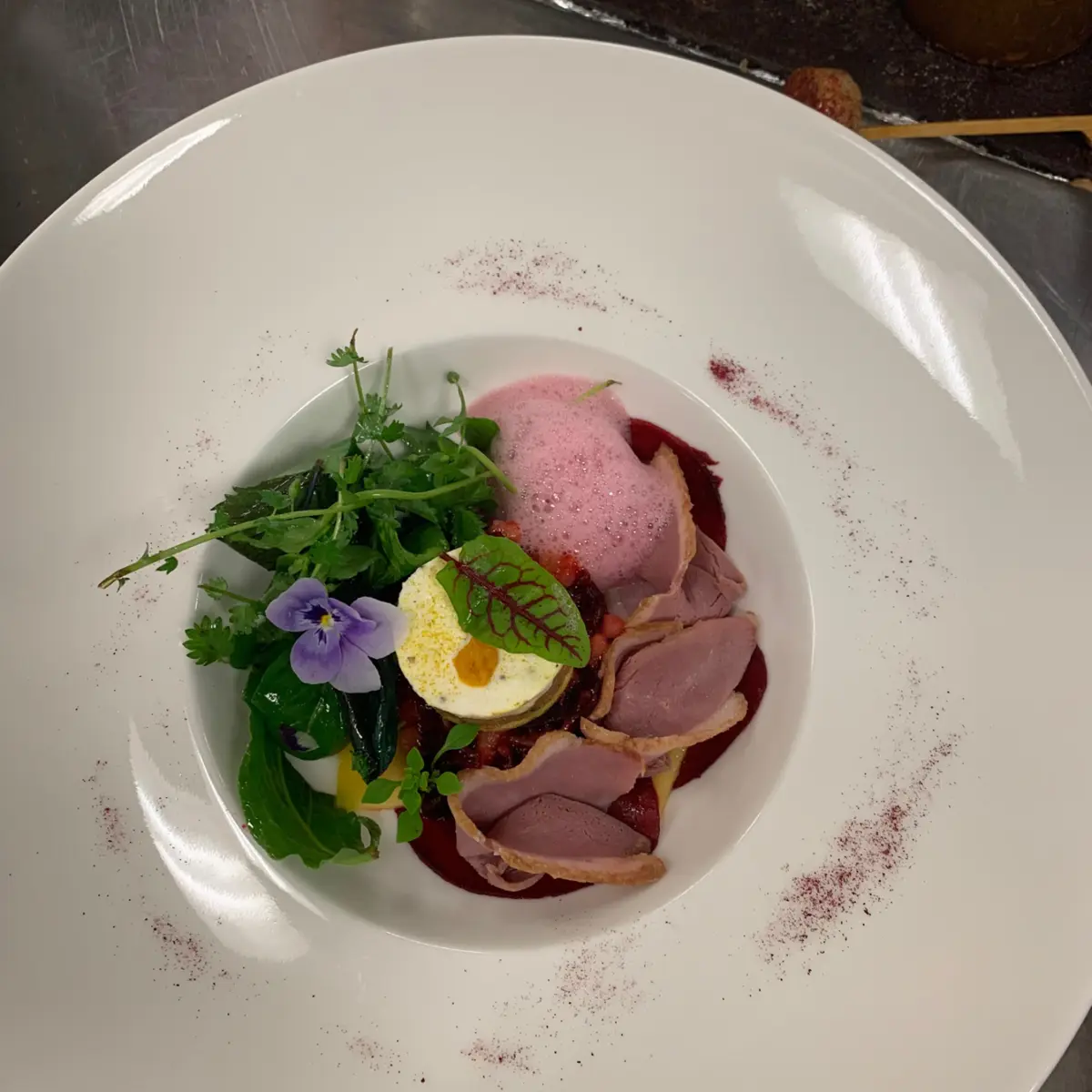creation thumb for Delicious beetroot and mango, barbarian duck and wild herbs