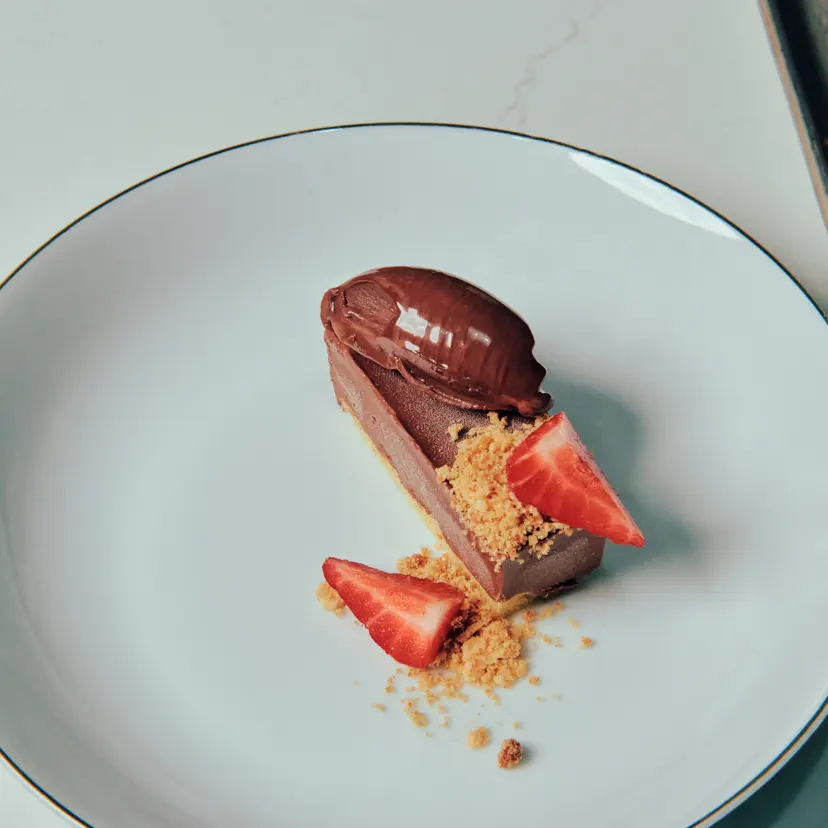 creation thumb for Rum & Raisin Mousse, Dark Chocolate Chantily, Peanut Crumble