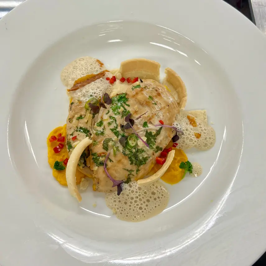 creation thumb for Coconut lime chicken deconstructed tart with carrot puree🥕