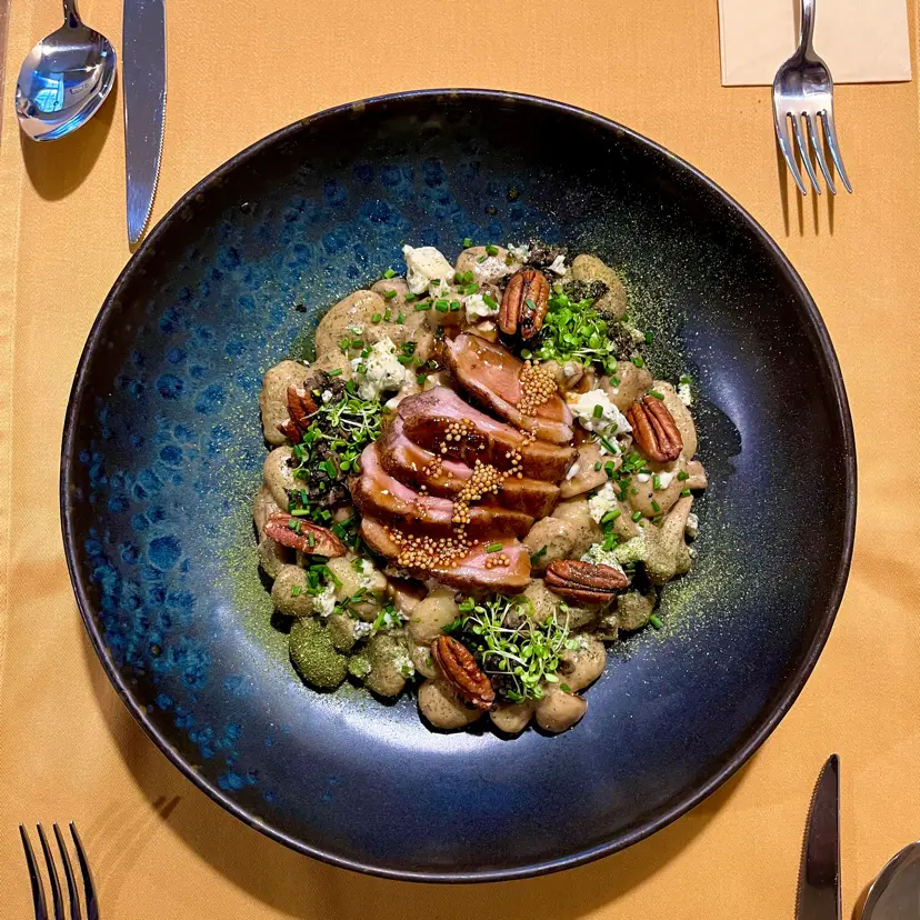 creation thumb for duck breast, mushrooms, sage, parsley, gnocchi, pecans