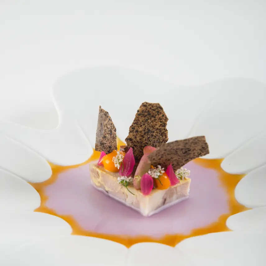 creation thumb for Celse terrine, sea olives, gastrique and pickled onions 