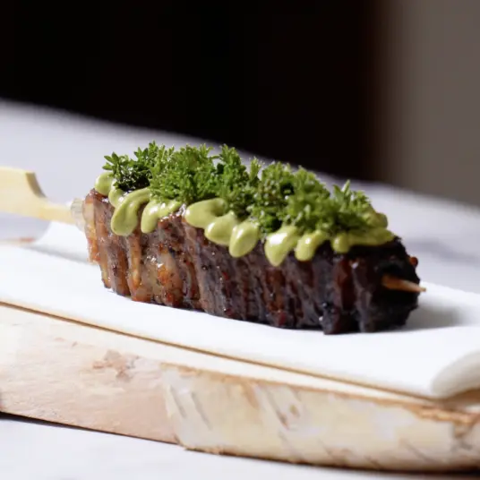 creation thumb for Beef & Pork Jowl Skewers