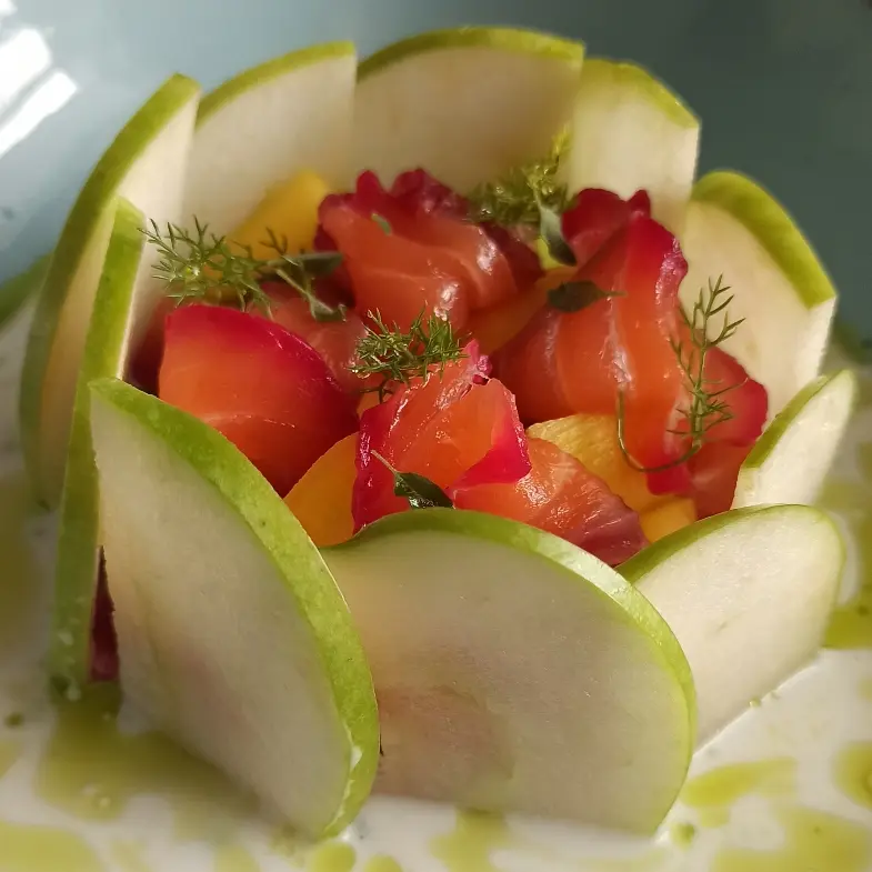creation thumb for Marinated Salmon Tartare with Beetroot