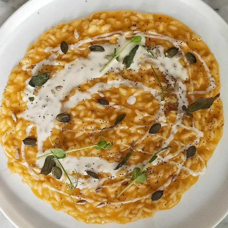 creation thumb for Pumpkin, Taleggio fondue and fried sage Rice