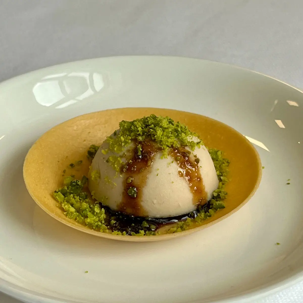 creation thumb for Mortadella Mousse Tartelette with Bronte Pistachios