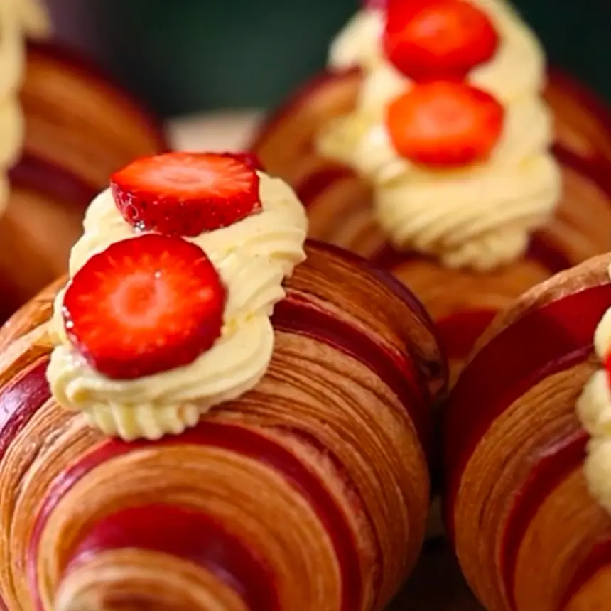 creation thumb for Croissant bicolor con crema leggera al mascarpone  