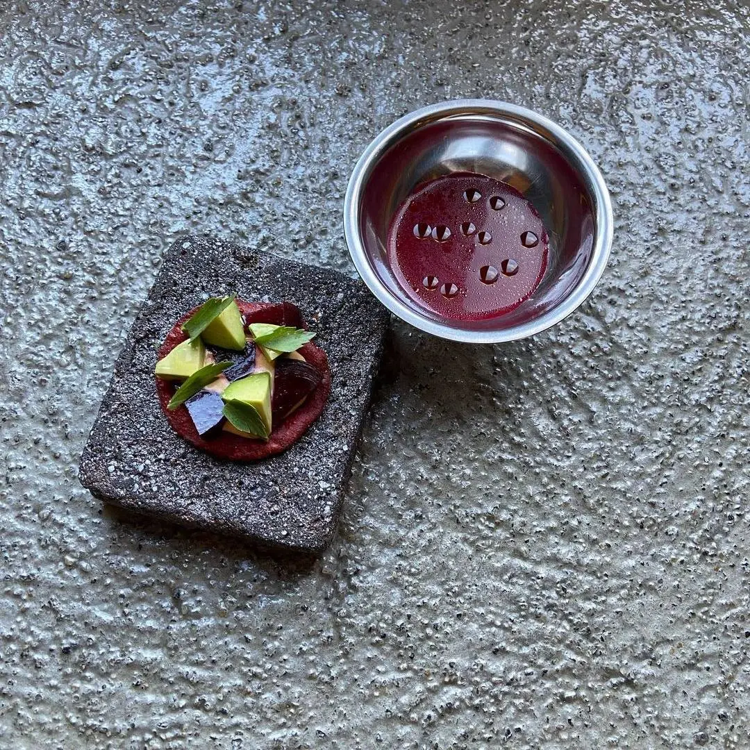 creation thumb for Beetroot Tostada & Beetroot Gazpacho